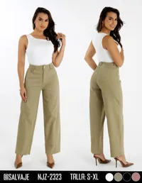 Salvaje Pantalon de Mujer Verde Oliva Palazzo NJZ-2323 – Image 1