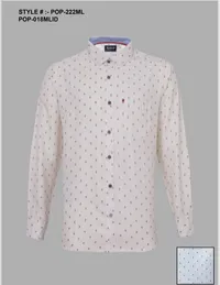 Silver Board Camisa de Hombre Crema Mini Estampa POP-222ML – Image 1