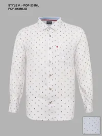 Silver Board Camisa de Hombre Blanca Puntos Oscuros POP-231ML – Image 1