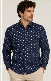 Silver Board Camisa de Hombre Lunares PCP-0114ML – Image 1