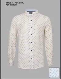 Silver Board Camisa de Hombre Crema Mini Hojas POP-227ML – Image 1