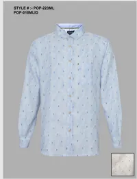 Silver Board Camisa de Hombre Celeste Hojas POP-223ML – Image 1