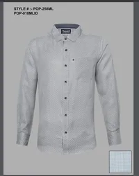 Silver Board Camisa de Hombre Gris Mini Cuadros POP-258ML – Image 1