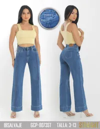 Salvaje Jean de Mujer Recto Azul Medio GCP-8073ST – Image 1