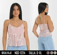 Salvaje Top de Mujer Rosa Floral NQS-1224 – Image 1