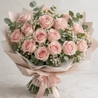 Blush Romance Rose Bouquet – Image 1