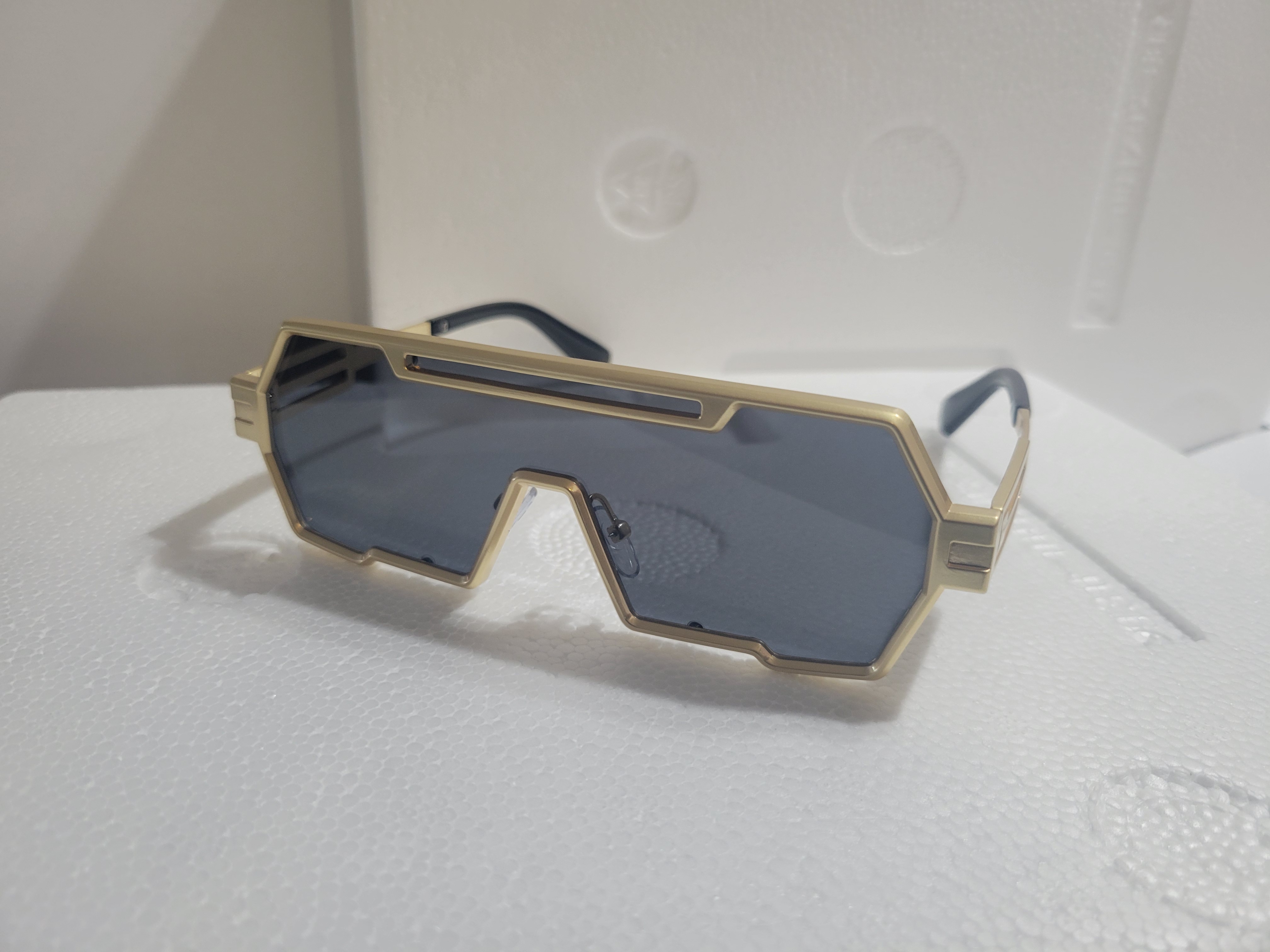 #46-Futuristic Sunglasses - (Silver or Gold Framed) – Gold Tone Framed