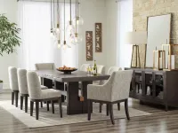 Burkhaus - 8 Pc. - Dining Room Extension Table, 4 Side Chairs, 2 Arm Chairs, Server - Dark Brown – Image 1
