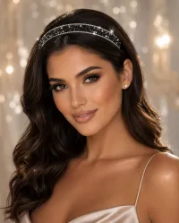 Gray Crystal Rhinestone Formal Headband – Image 1