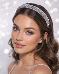 Luxury Silver Crystal Rhinestone Headband – Image 1
