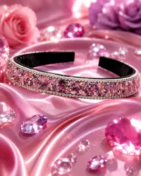 Light Pink Crystal Rhinestone Headband – Image 3
