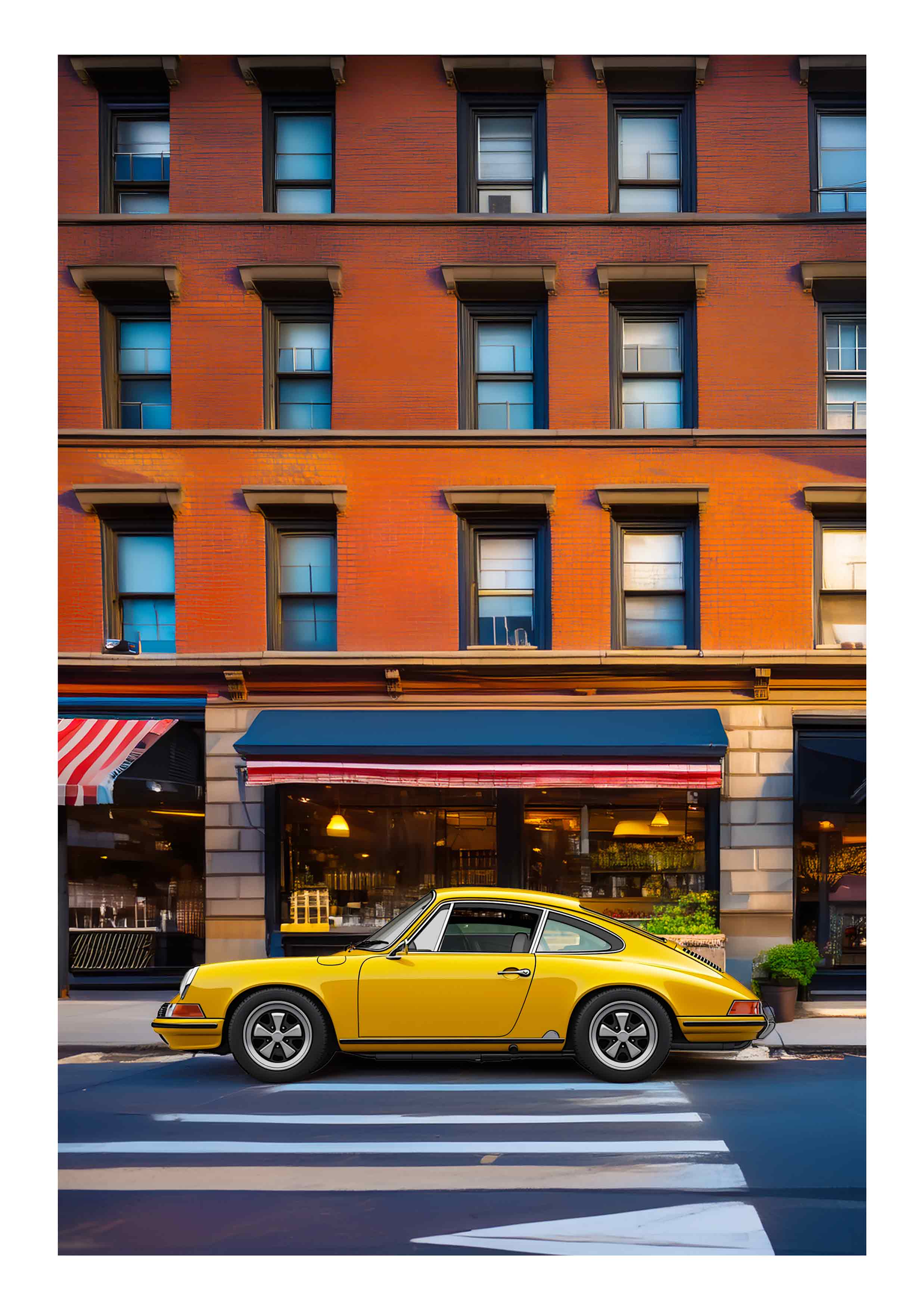 yellow porsche  new york – 8 x 12 no frame