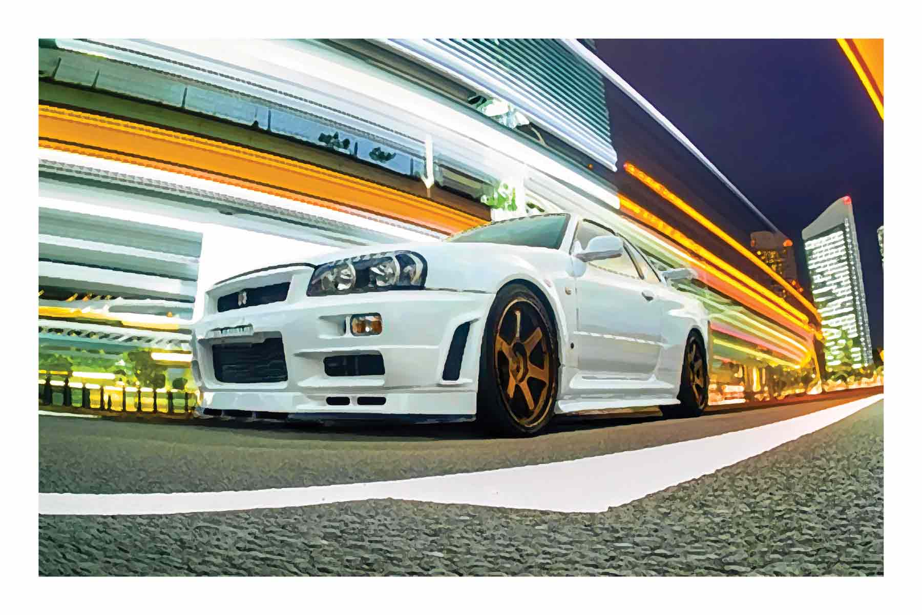 painted nissan nightscene – 8 x 12 no frame