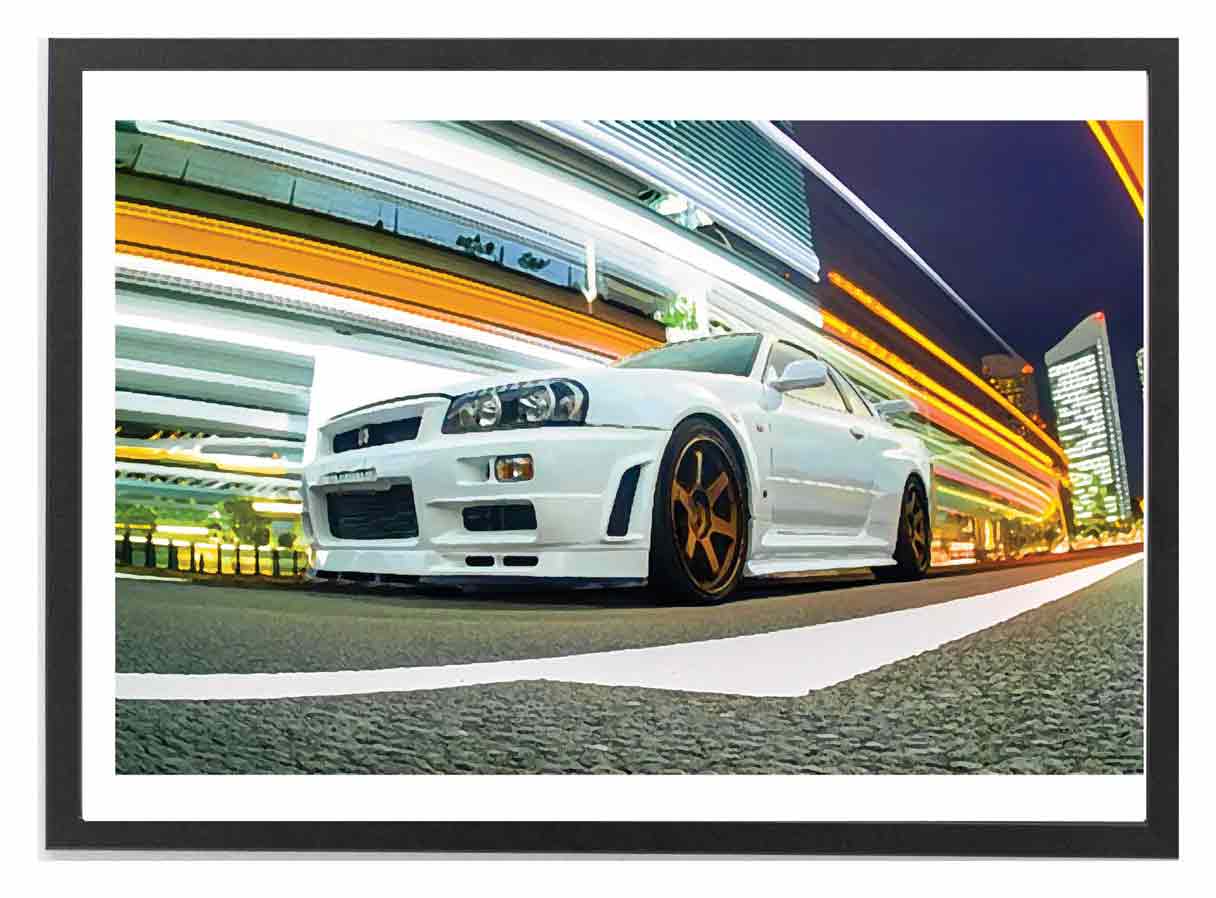 painted nissan nightscene – 8 x12 black frame