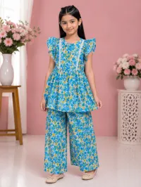 Blue Blossom Floral Co-Ord Set for Girls – Image 1
