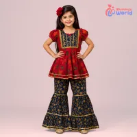Royal Heritage Girls Party Co-Ord Set – Maroon & Navy – Image 1