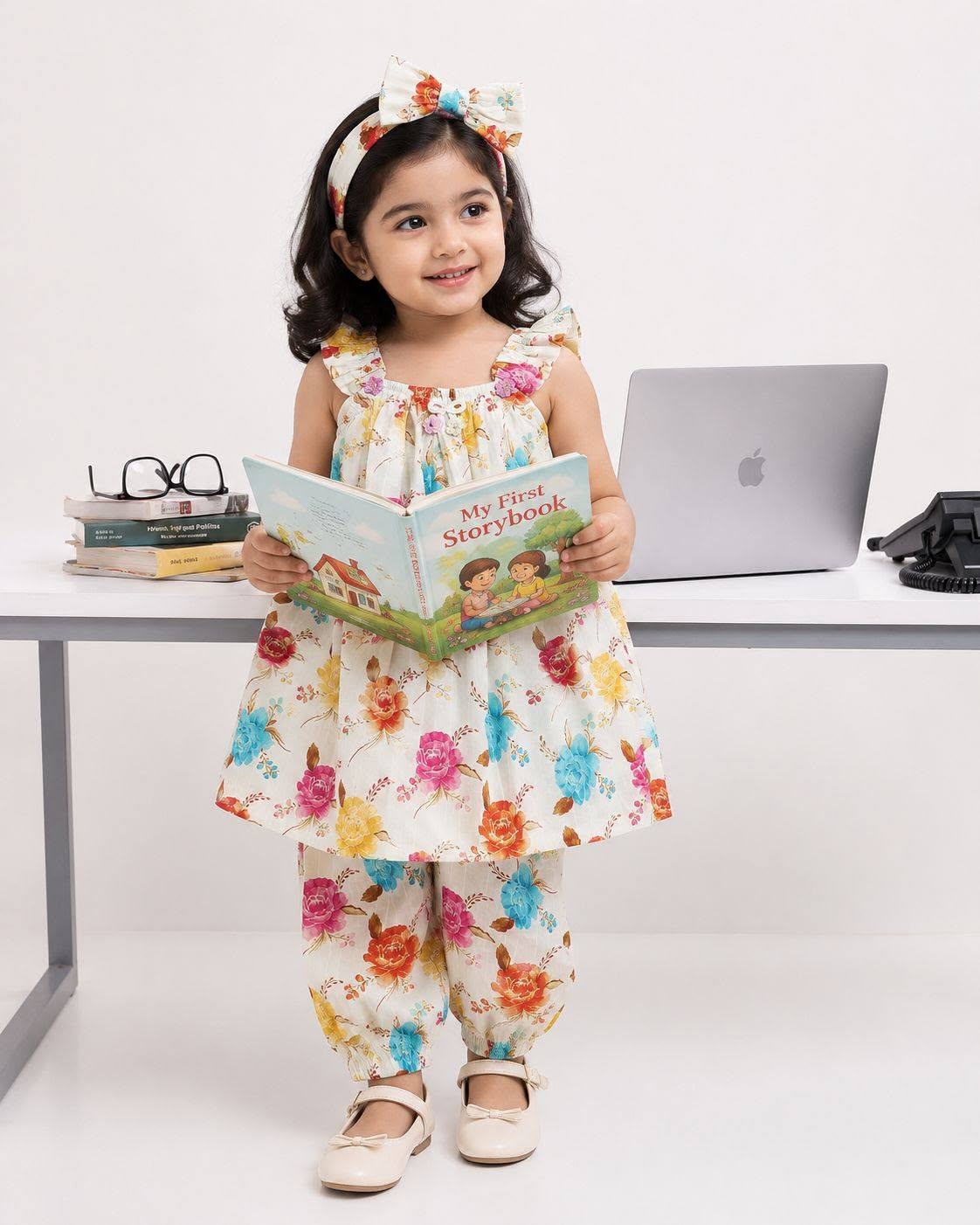 Top, Pant & Headband  Set for Baby Girls  – Image 3