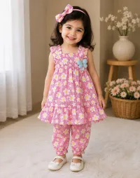 Girls’ Floral Dress Set – 2-3 Years, Pink
