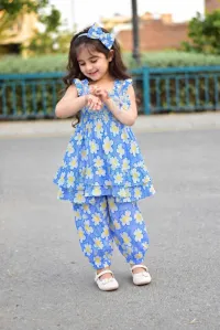 Girls’ Floral Dress Set – 2-3 Years, Blue
