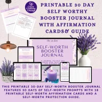 30-Day Self-Worth Booster Journal | Affirmation Cards, Protection Guide  – Image 1