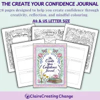 The Create Your Confidence Journal and Affirmation Cards - Reflection and Coloring Pages – Image 4