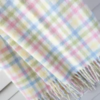 Merino Wool Baby Blanket - Gingham Pastel Multi – Image 2