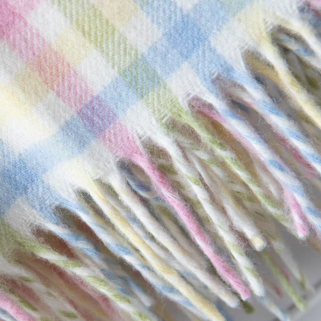 Merino Wool Baby Blanket - Gingham Pastel Multi – Image 3