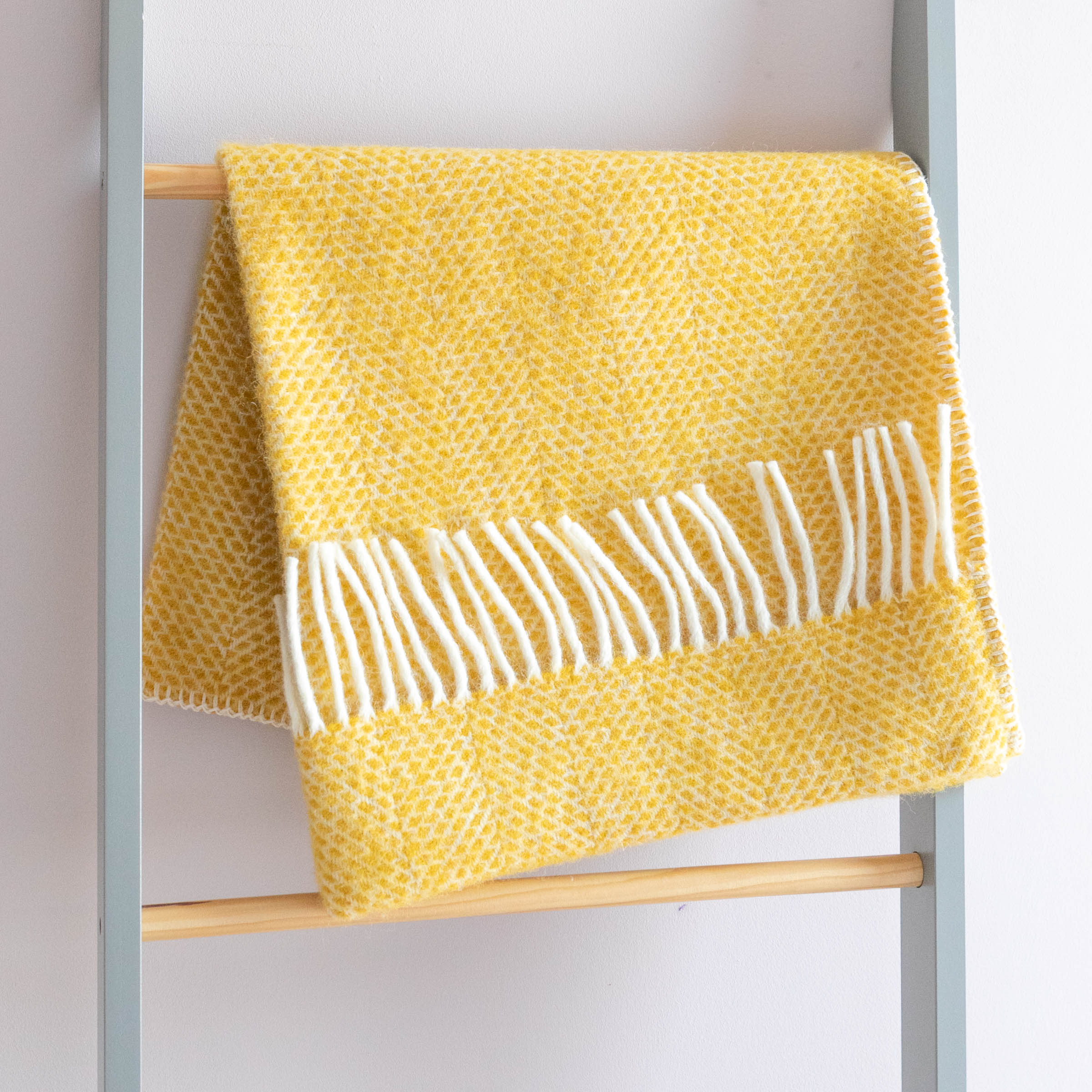 Pure New Wool Pram Blanket – Beehive - Sunflower