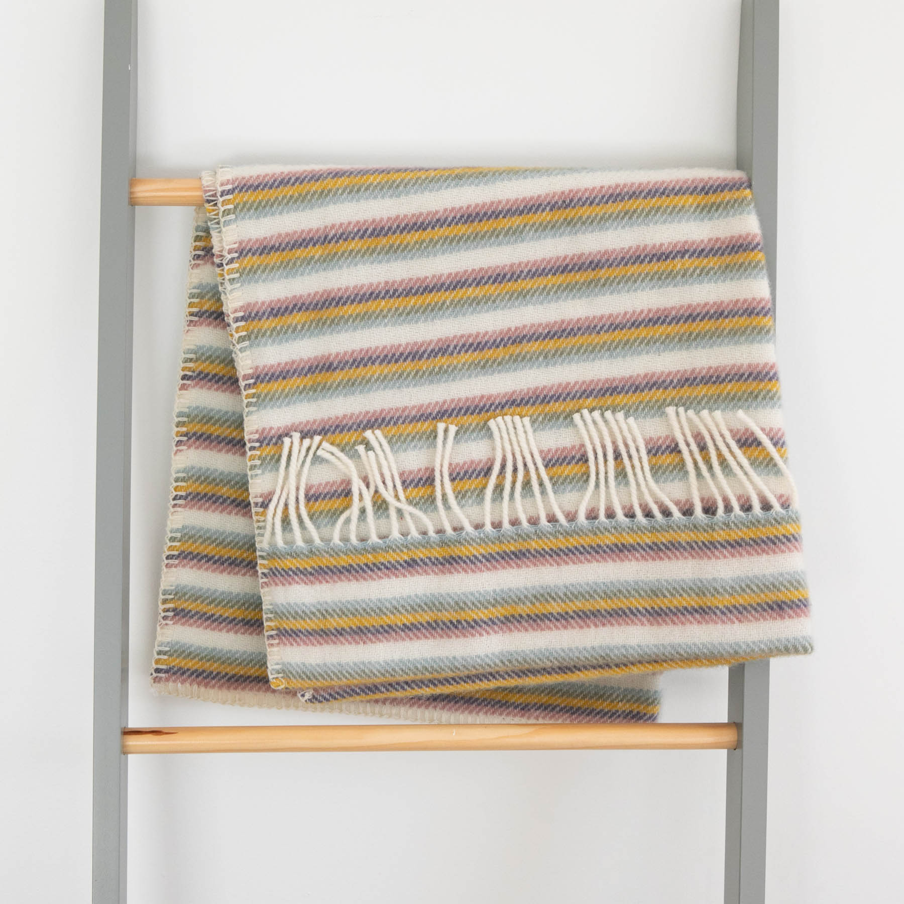 Pure New Wool Pram Blanket – Broad Stripes - Sunset