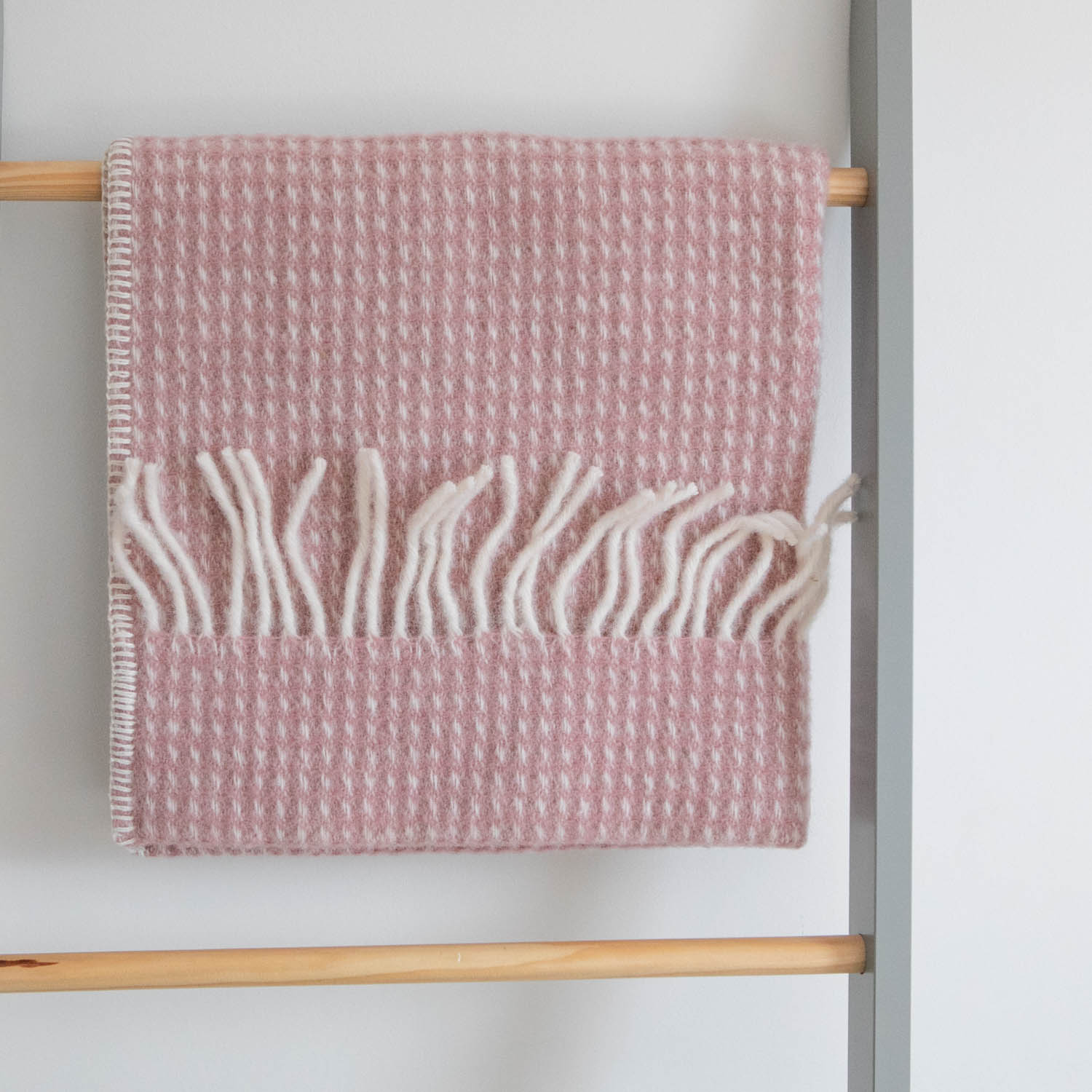 Pure New Wool Pram Blanket – Waffle - Dusky Pink