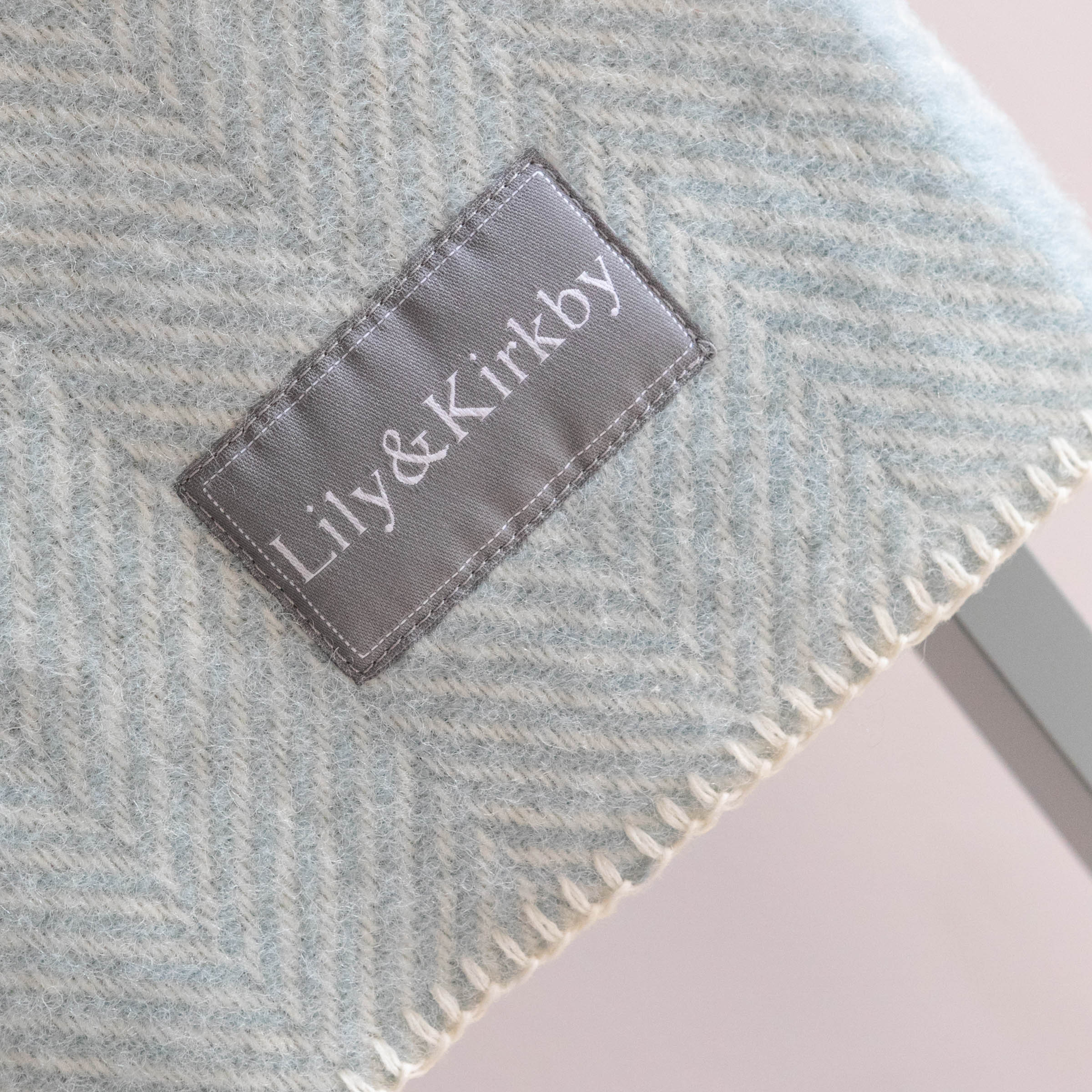Pure New Wool Blankets – Fishbone Blanketstitch - Duck Egg