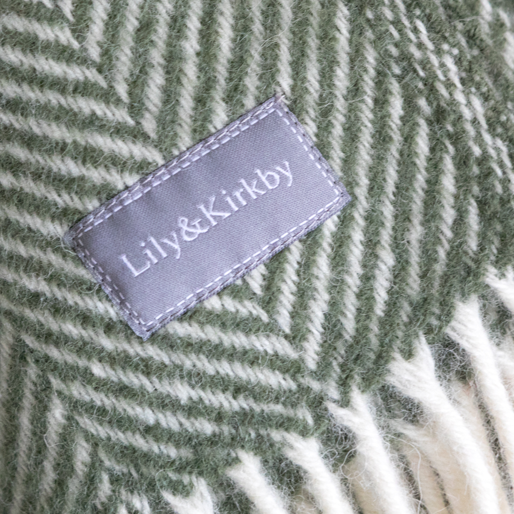 Pure New Wool Blankets – Fishbone Tassels - Olive