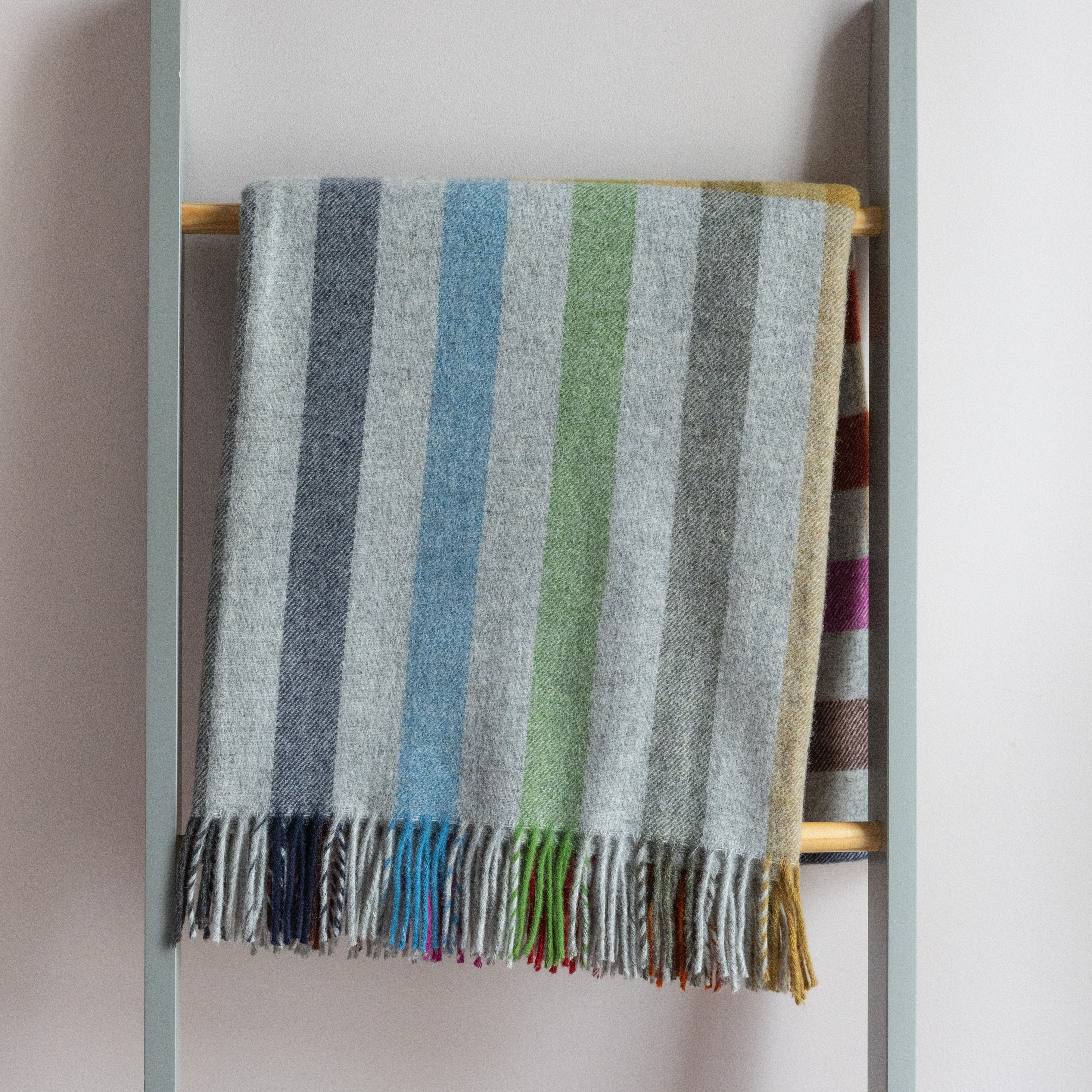 Merino Wool Blankets – Merino Stripe-Check Grey Multi