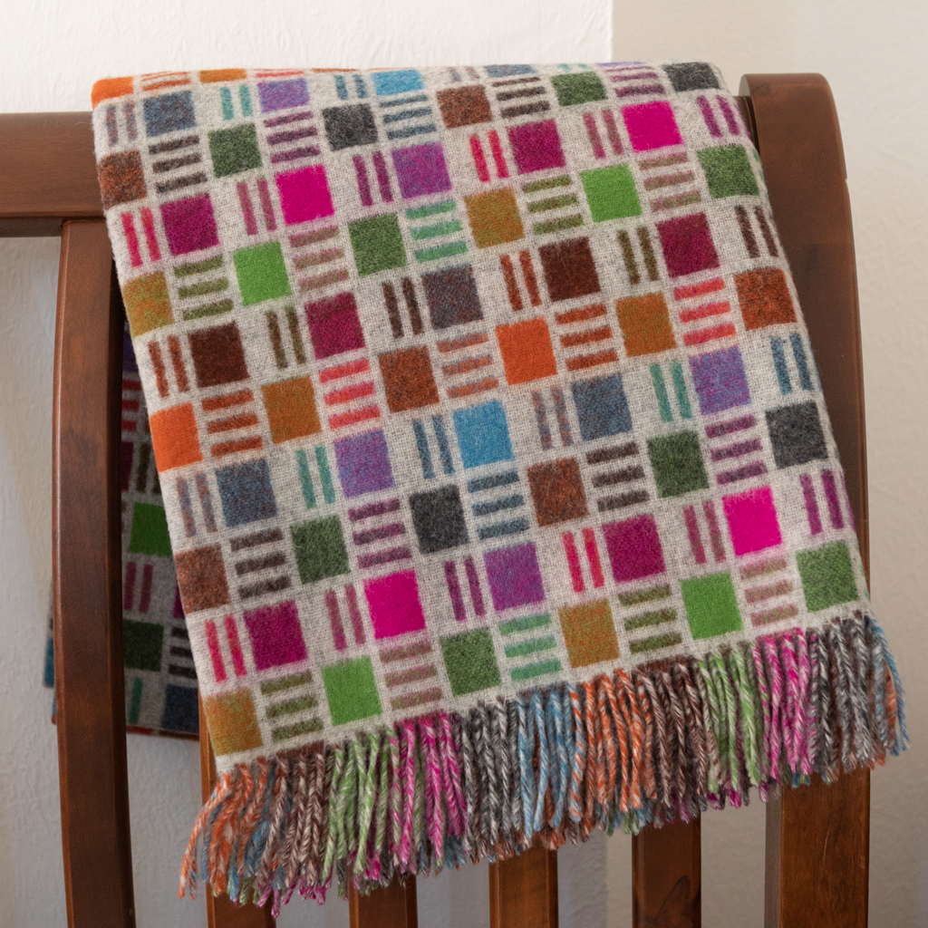 Merino Wool Blankets – Merino Ribbon Grey Multi
