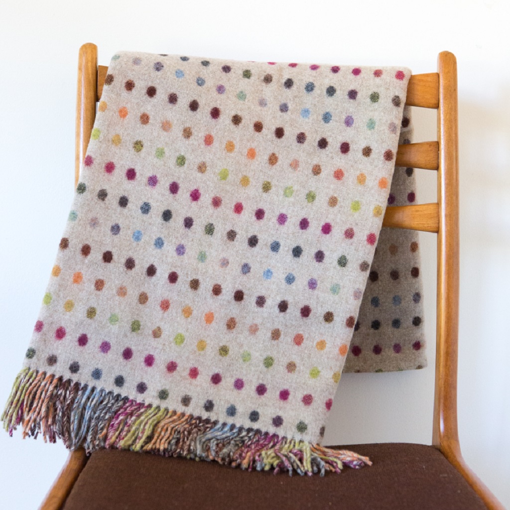 Merino Wool Blankets – Merino Spot-Check Beige Multi