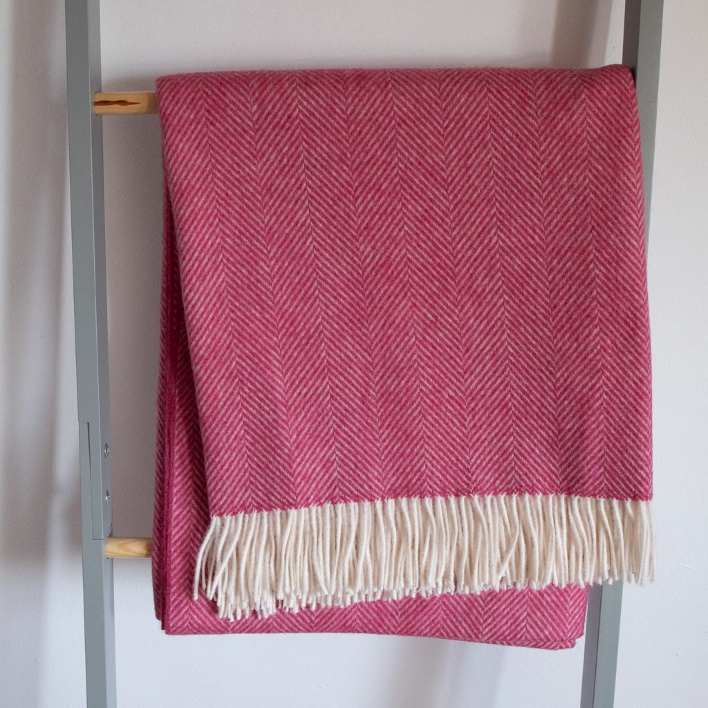 Merino Wool Blankets – Merino Herringbone Cerise