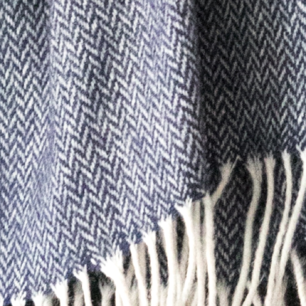 Lambswool Scarf - 30 x 190cm – Herringbone Blue