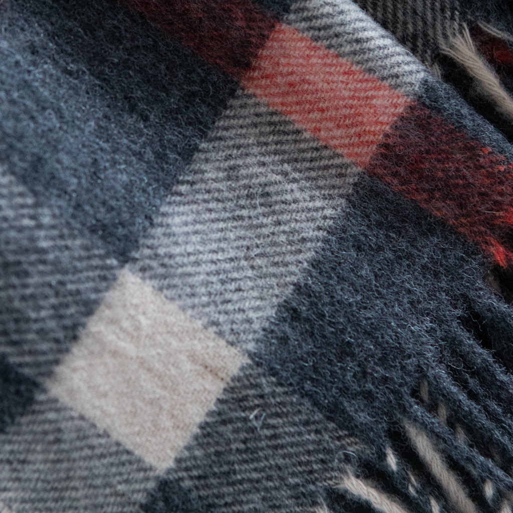 Merino Wool Scarf - 25 x 190cm – Checks Blyth Grey/Orange