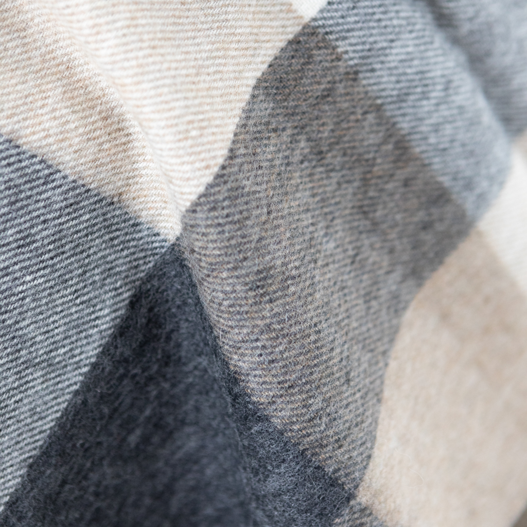 Merino Wool Scarf - 50 x 190cm – Checks - Sledmere Natural