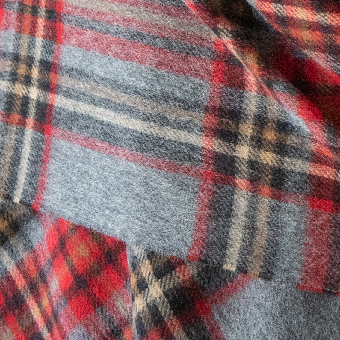 Merino Wool Scarf - 70 x 190cm – Checks - Kildwick Red