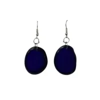 Deep Aegean Navy Tagua Earrings – Handcrafted Artisan Jewelry in Alpaca Silver – Image 3