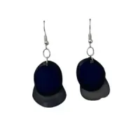 Midnight Blue & Obsidian Tagua Layered Earrings – Handcrafted Artisan Jewelry in Alpaca Silver – Image 2