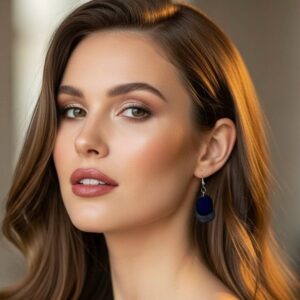 Midnight Blue & Obsidian Tagua Layered Earrings – Handcrafted Artisan Jewelry in Alpaca Silver – Image 3