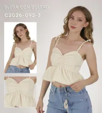 BLUSA CON BOLERO C2026 - 092 - 1 [BLU] – L, Beige