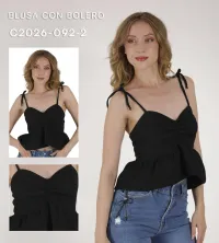 BLUSA CON BOLERO C2026 - 092 - 1 [BLU] – L, Negro