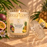 Cut Glass Coconut Wax Candle – 7 oz / 198 g – Passionfruit Pineapple