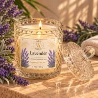 Cut Glass Coconut Wax Candle – 7 oz / 198 g – Lavender
