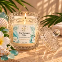 Cut Glass Coconut Wax Candle – 7 oz / 198 g – Caribbean Mist
