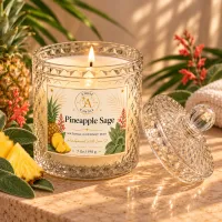 Cut Glass Coconut Wax Candle – 7 oz / 198 g – Pineapple Sage