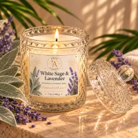 Cut Glass Coconut Wax Candle – 7 oz / 198 g – White Sage & Lavender